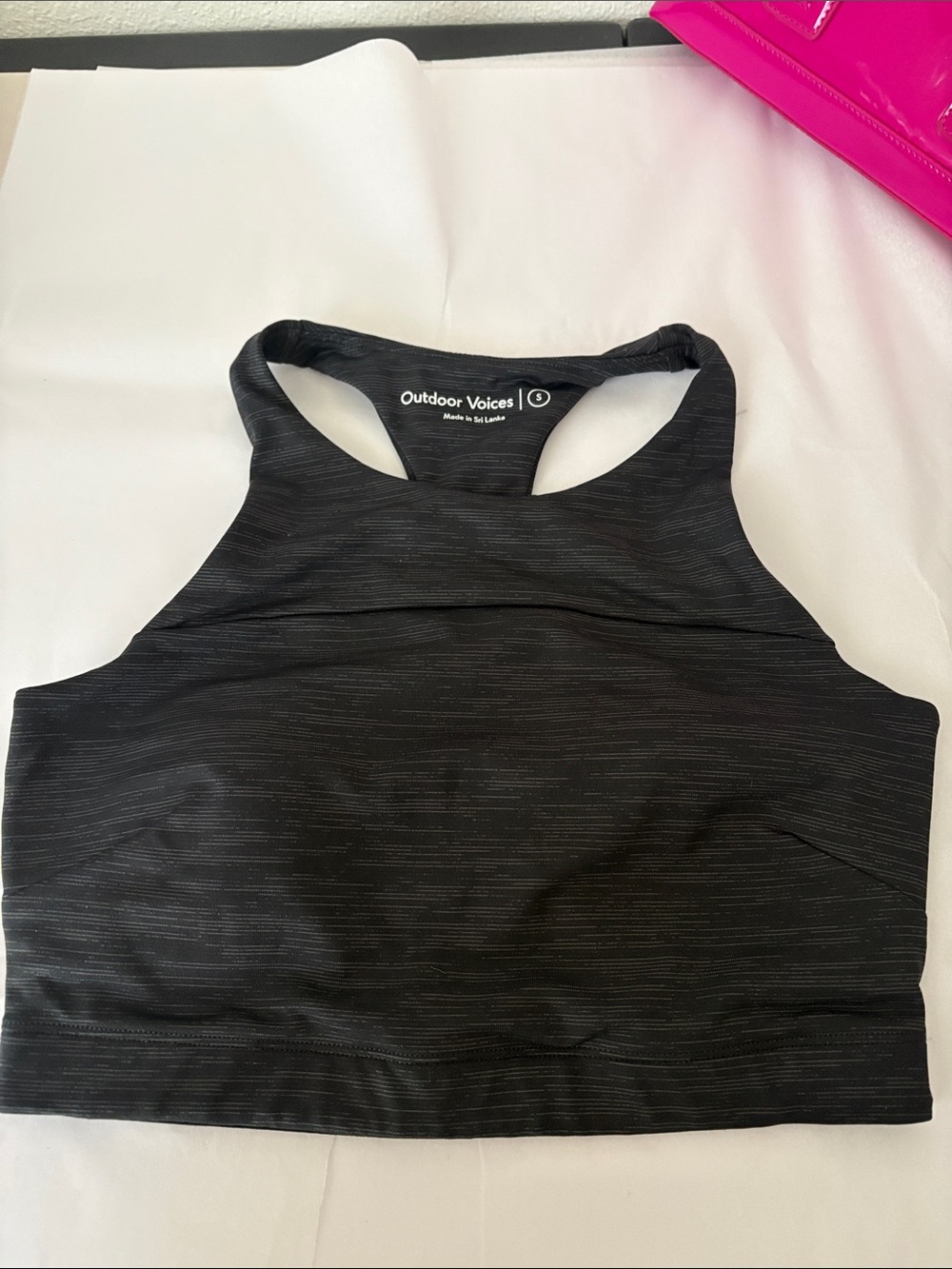 Outdoor Voices Black Racerback High-Neck Sports Bra